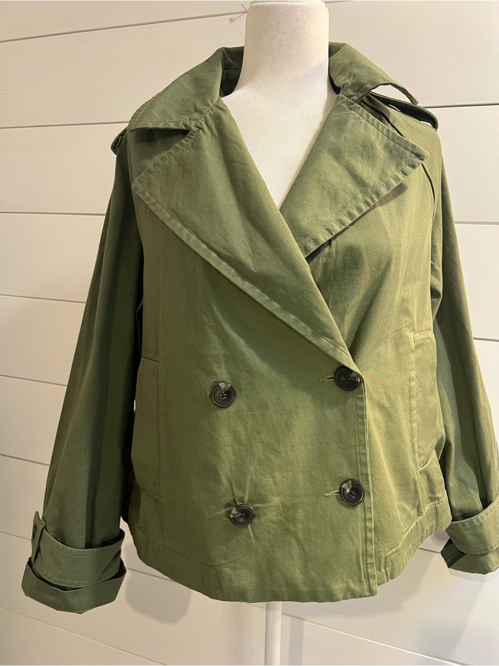 Olive Green Double-Breasted Women's Jacket by Free Assembly oversized Med